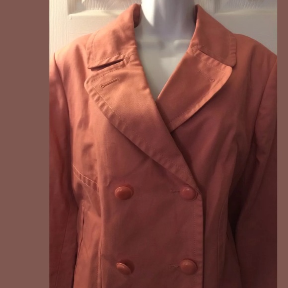 New TALBOTS Jackie Fit Jacket Coat Pink Blush Double Breasted Pockets Lined Knit - Picture 5 of 8